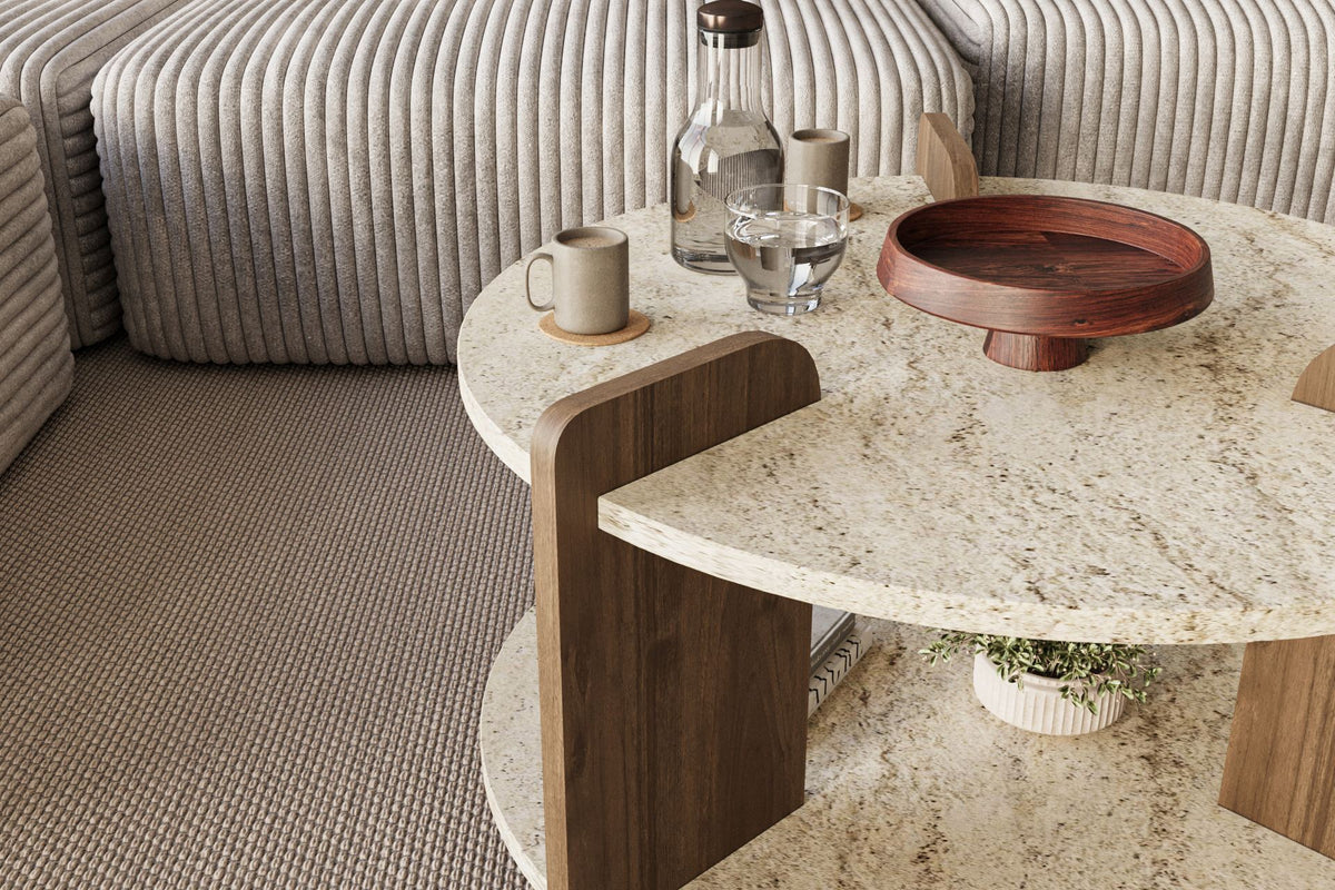 Τραπεζάκι Σαλονιού Zachlorou Travertine - Καρυδί 70x70x45 εκ. Μελαμίνης