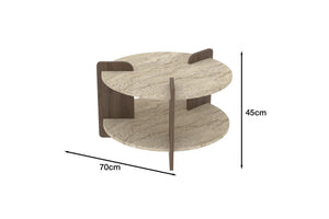 Τραπεζάκι Σαλονιού Zachlorou Travertine - Καρυδί 70x70x45 εκ. Μελαμίνης