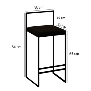 Σκαμπό Μπαρ Petalidi Μαύρο 35x35x84 εκ.