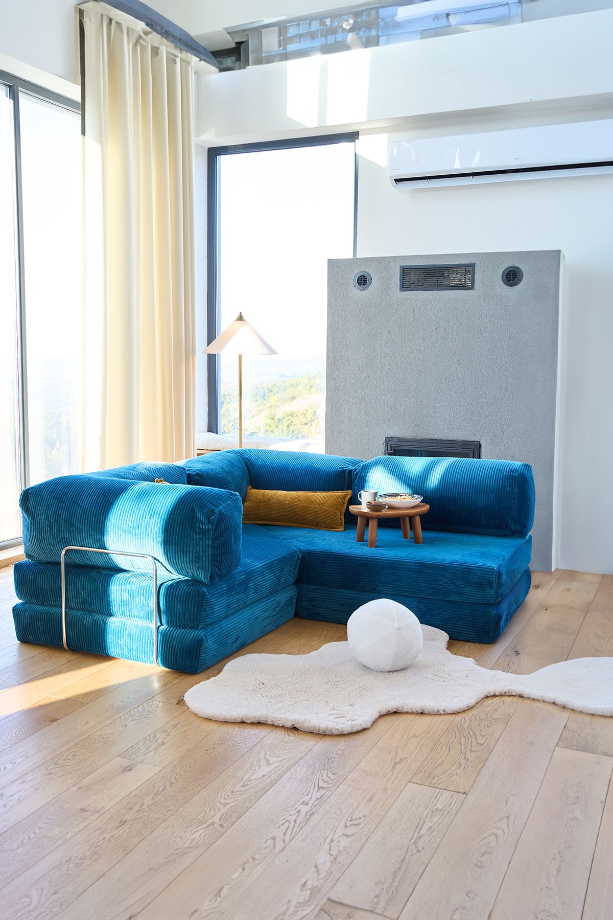 Γωνιακός Καναπές-Κρεβάτι Orestiada Indigo 300x100 εκ.