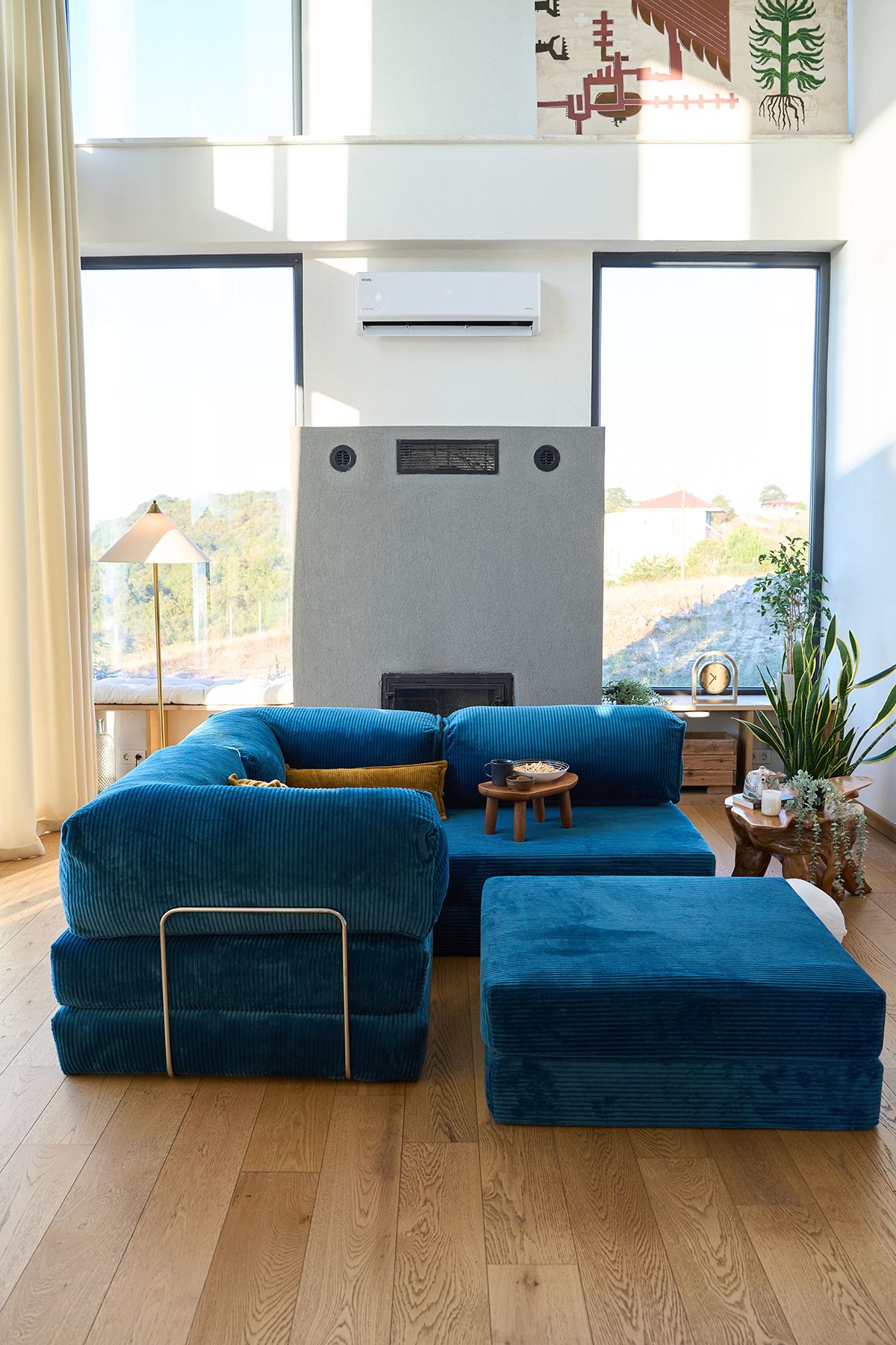 Γωνιακός Καναπές-Κρεβάτι Orestiada Indigo 300x100 εκ.