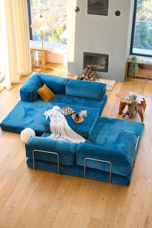 Γωνιακός Καναπές-Κρεβάτι Orestiada Indigo 300x100 εκ.