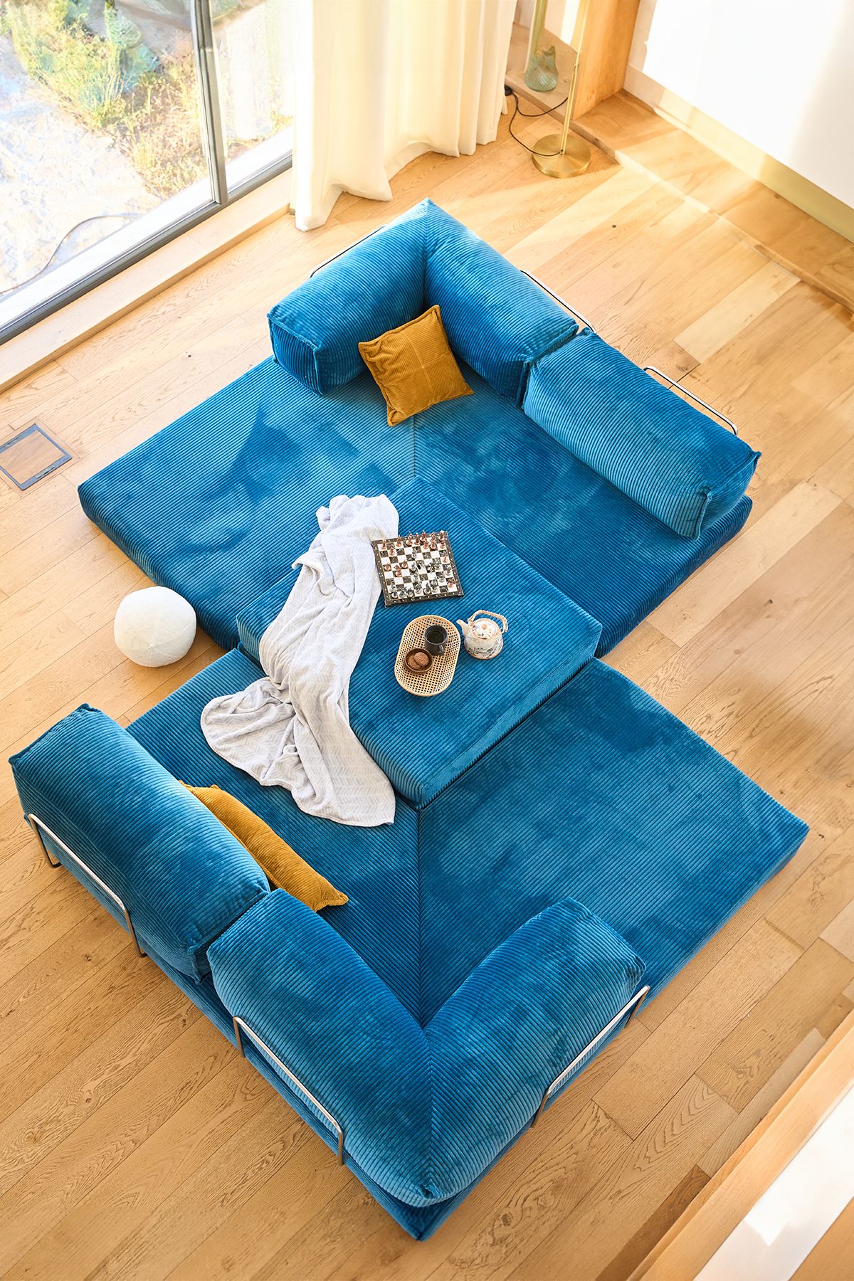 Γωνιακός Καναπές-Κρεβάτι Orestiada Indigo 300x100 εκ.