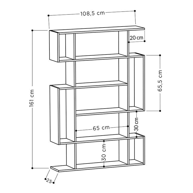 Βιβλιοθήκη MITO  σε χρώμα φυσικό-ανθρακί 108,5x25,5x161εκ