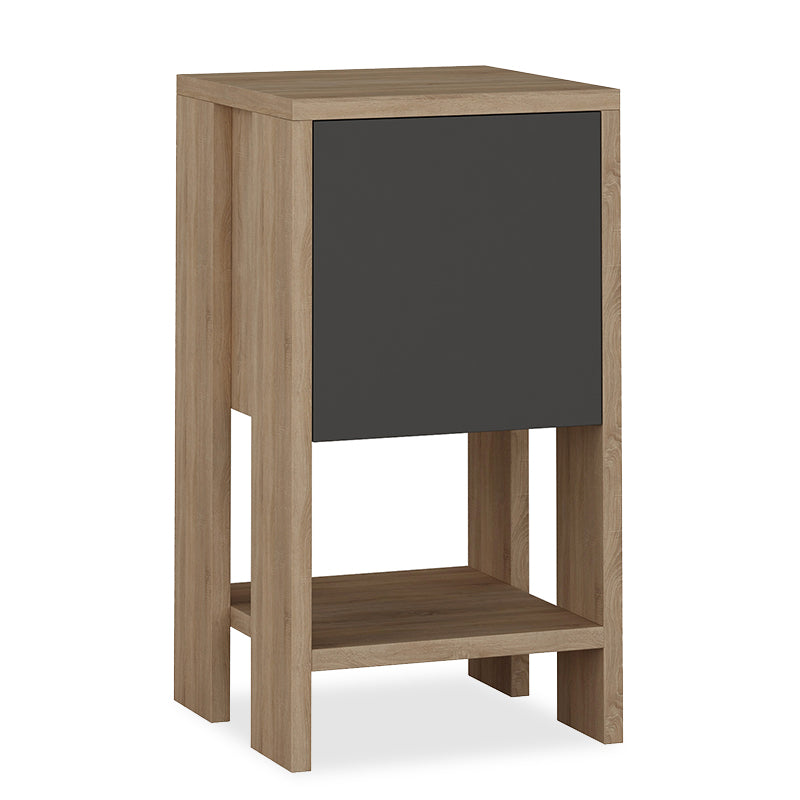 Κομοδίνο Ema  χρώμα φυσικό - ανθρακί 30x30x55εκ - Pakobazaar