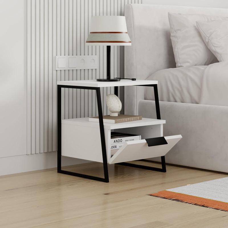 Κομοδίνο Johana  μαύρο-λευκό 45x40x50εκ - Image 3