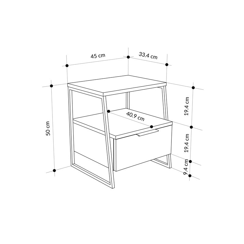 Κομοδίνο Johana  μαύρο-λευκό 45x40x50εκ - Image 4