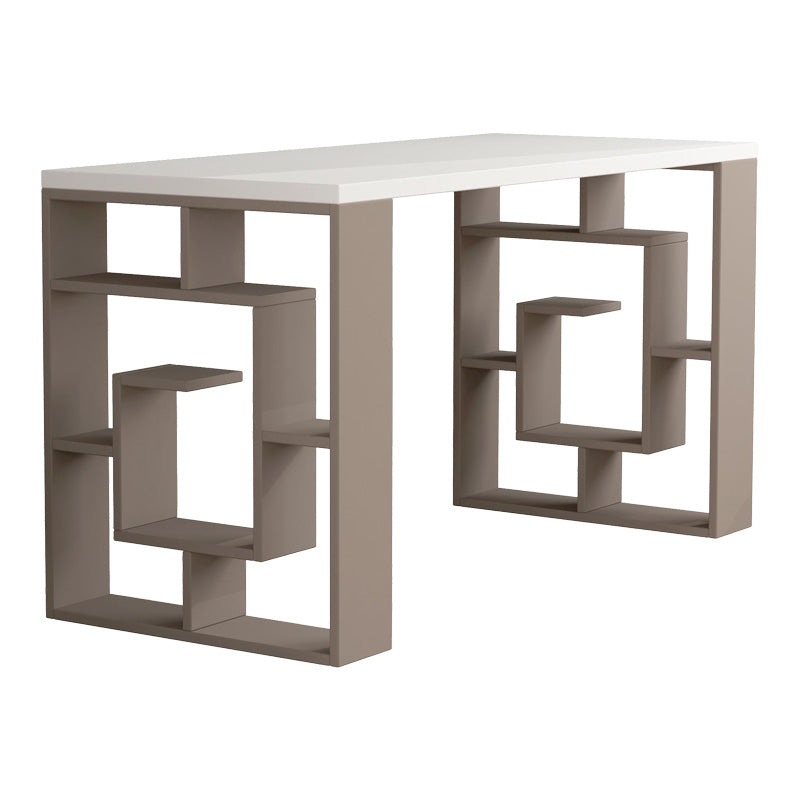 Γραφείο Labirent  χρώμα λευκό-μόκα 140x60x75εκ - Image 1