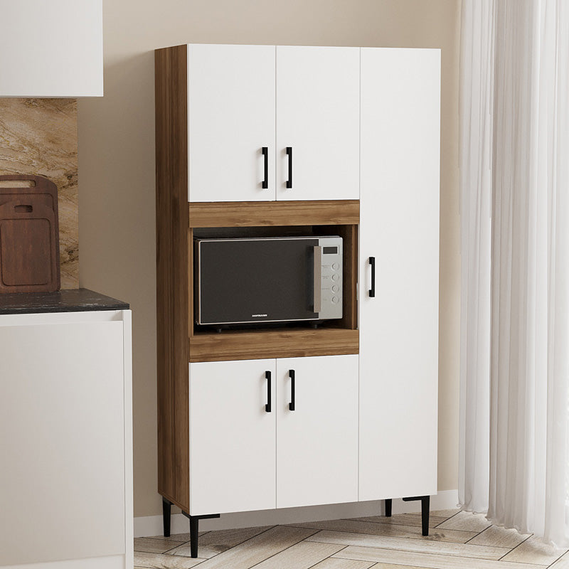 Ντουλάπα κουζίνας Defne  χρώμα λευκό-καρυδί 89x37.5x160εκ - Pakobazaar