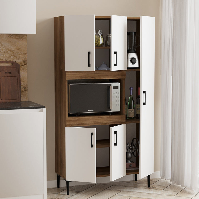 Ντουλάπα κουζίνας Defne  χρώμα λευκό-καρυδί 89x37.5x160εκ - Pakobazaar