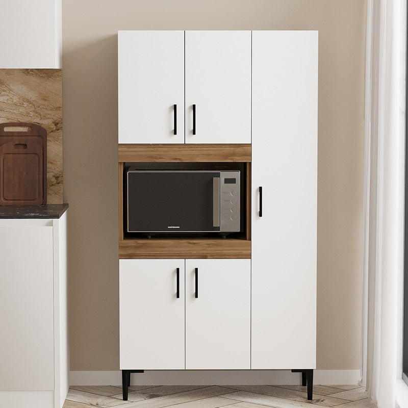 Ντουλάπα κουζίνας Defne  χρώμα λευκό-καρυδί 89x37.5x160εκ - Pakobazaar