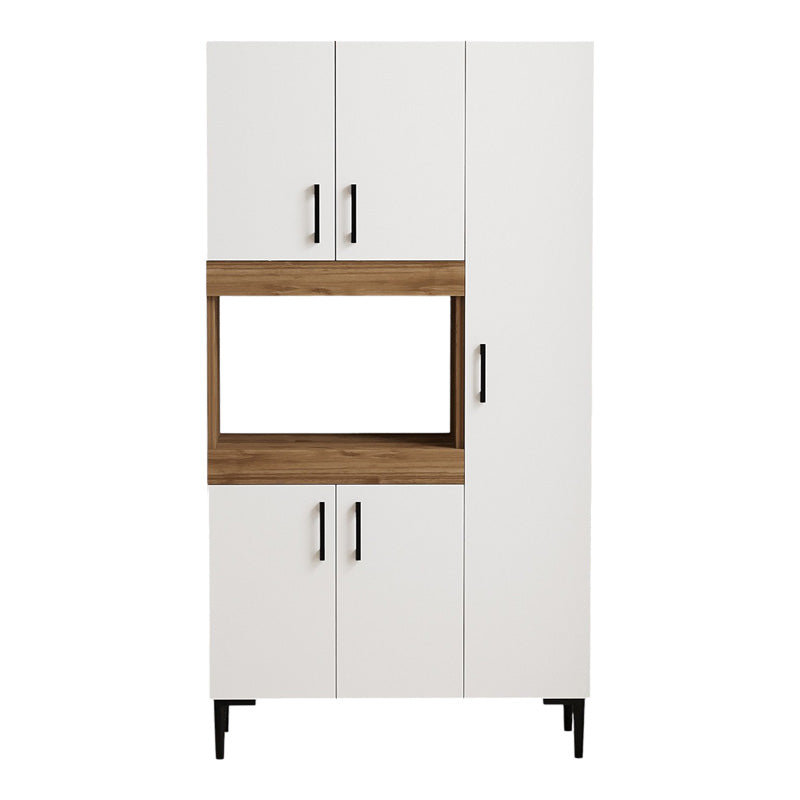 Ντουλάπα κουζίνας Defne  χρώμα λευκό-καρυδί 89x37.5x160εκ - Pakobazaar