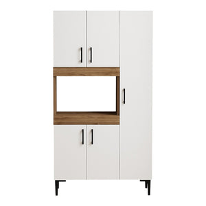 Ντουλάπα κουζίνας Defne  χρώμα λευκό-καρυδί 89x37.5x160εκ - Pakobazaar