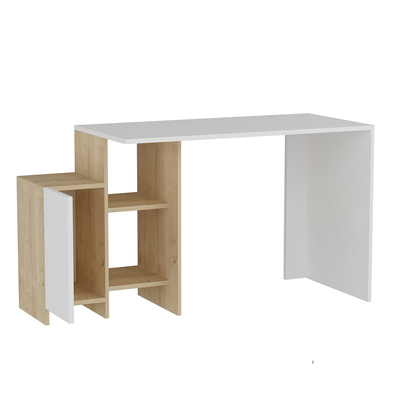 Γραφείο με ραφιέρα Kely  χρώμα λευκό-φυσικό 113x55x74εκ - Pakobazaar