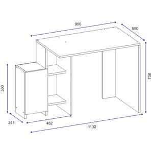 Γραφείο με ραφιέρα Kely  χρώμα λευκό-φυσικό 113x55x74εκ - Pakobazaar