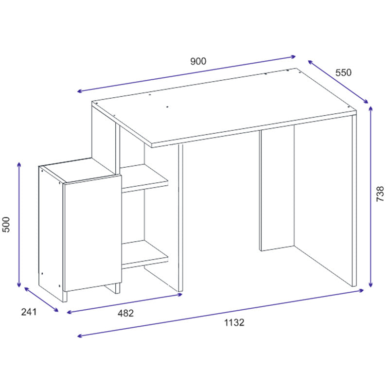 Γραφείο με ραφιέρα Kely  χρώμα λευκό-φυσικό 113x55x74εκ - Pakobazaar