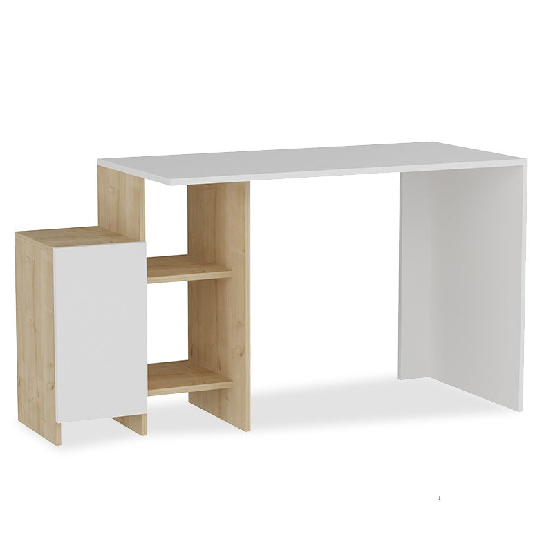 Γραφείο με ραφιέρα Kely  χρώμα λευκό-φυσικό 113x55x74εκ - Pakobazaar