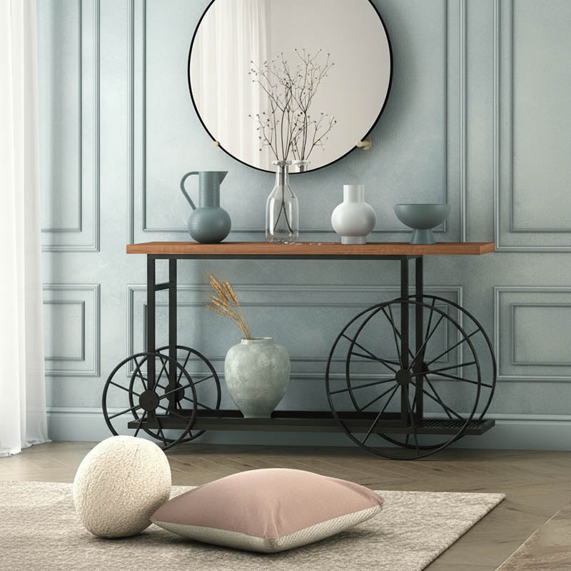 Κονσόλα Bike  χρώμα μαύρο-καρυδί 148x28x85εκ - Image 1