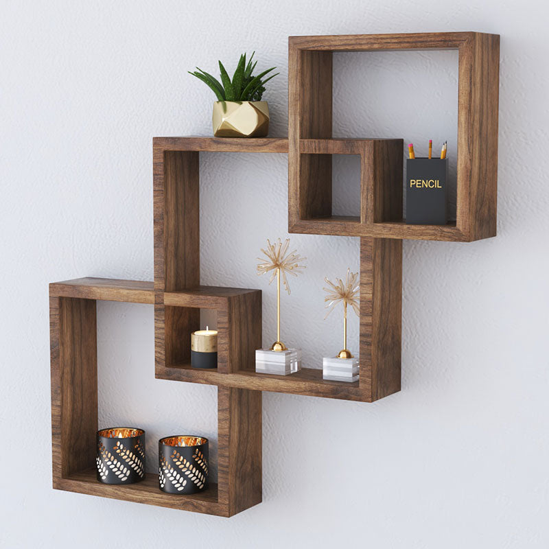 Ραφιέρα τοίχου Maas  χρώμα καρυδί 33x8.5x33εκ - Pakobazaar