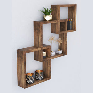 Ραφιέρα τοίχου Maas  χρώμα καρυδί 33x8.5x33εκ - Pakobazaar
