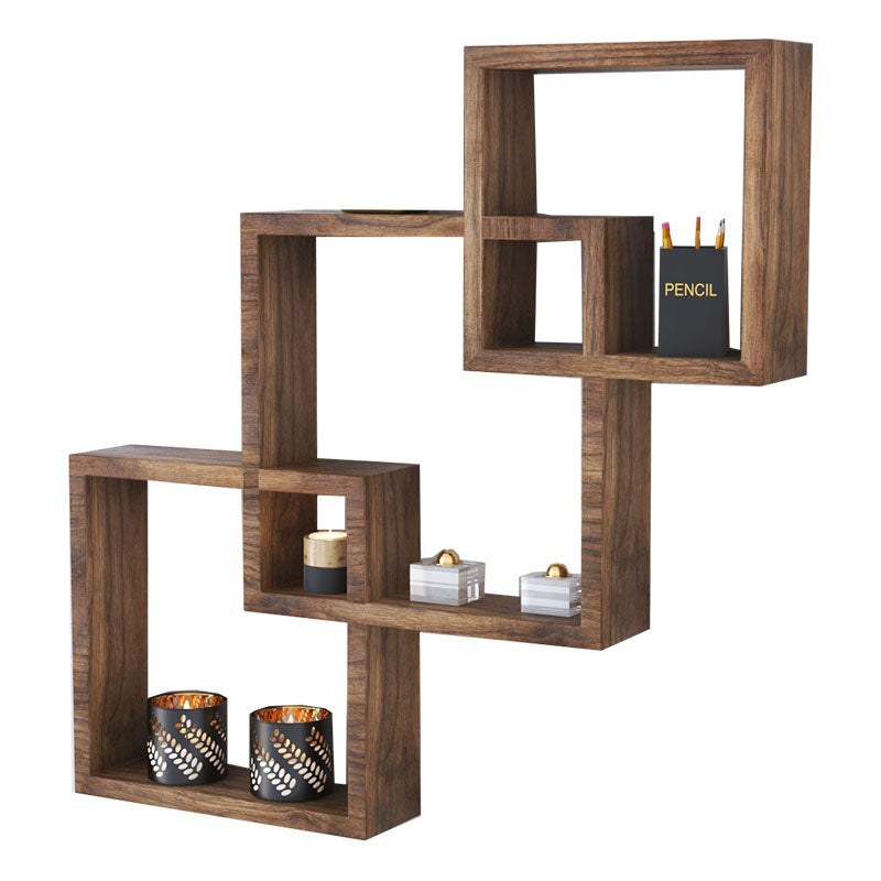 Ραφιέρα τοίχου Maas  χρώμα καρυδί 33x8.5x33εκ - Pakobazaar