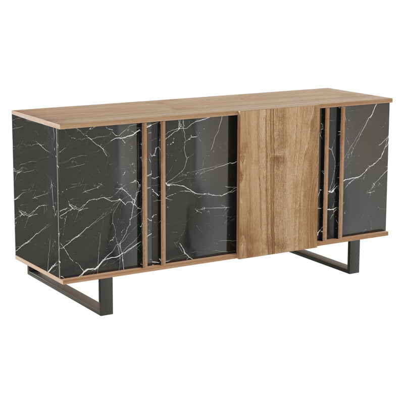 Μπουφές Amanda  καρυδί-μαύρο 160x40x78.5εκ - Image 2