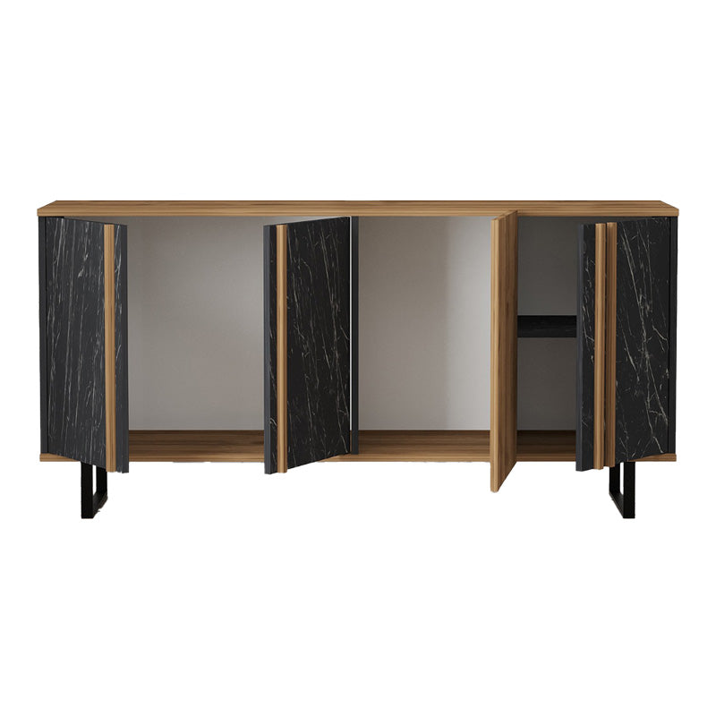 Μπουφές Amanda  καρυδί-μαύρο 160x40x78.5εκ - Image 5