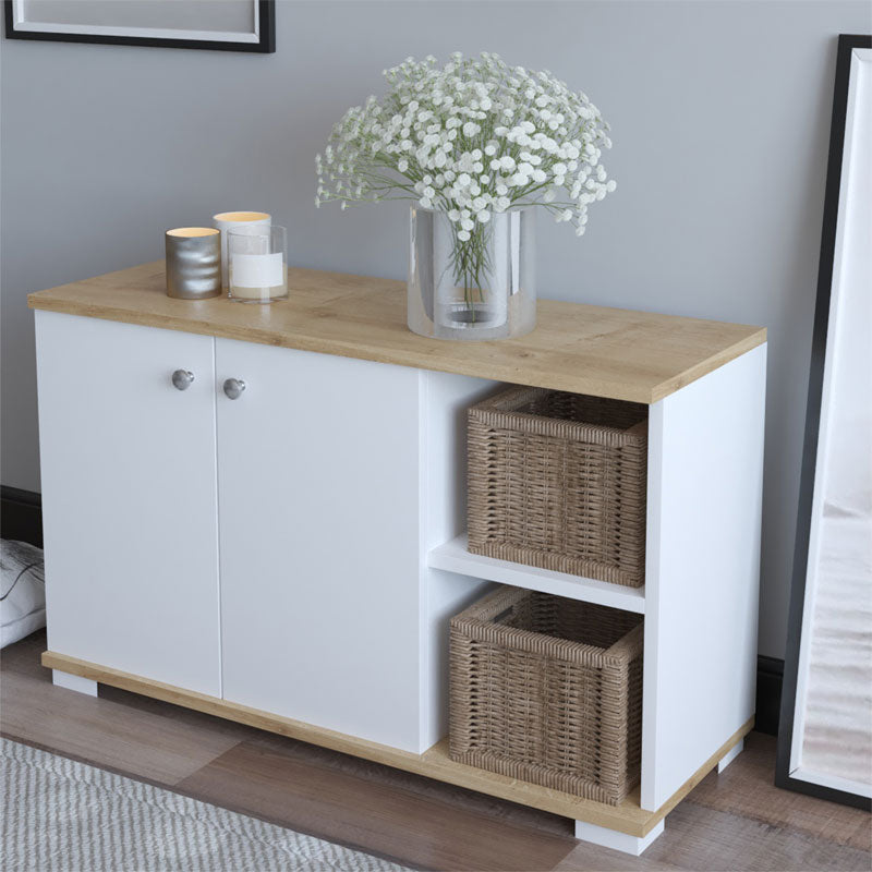 Έπιπλο εισόδου Deril  λευκό-sonoma 90x33x52.5εκ - Pakobazaar