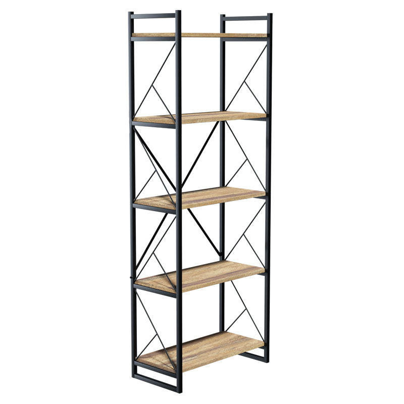 Βιβλιοθήκη Baker  καρυδί-μαύρο 66x34x180εκ - Pakobazaar
