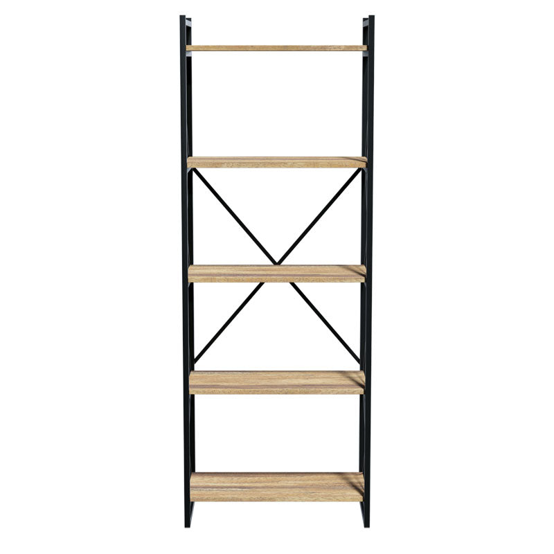 Βιβλιοθήκη Baker  καρυδί-μαύρο 66x34x180εκ - Pakobazaar