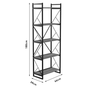 Βιβλιοθήκη Baker  καρυδί-μαύρο 66x34x180εκ - Pakobazaar
