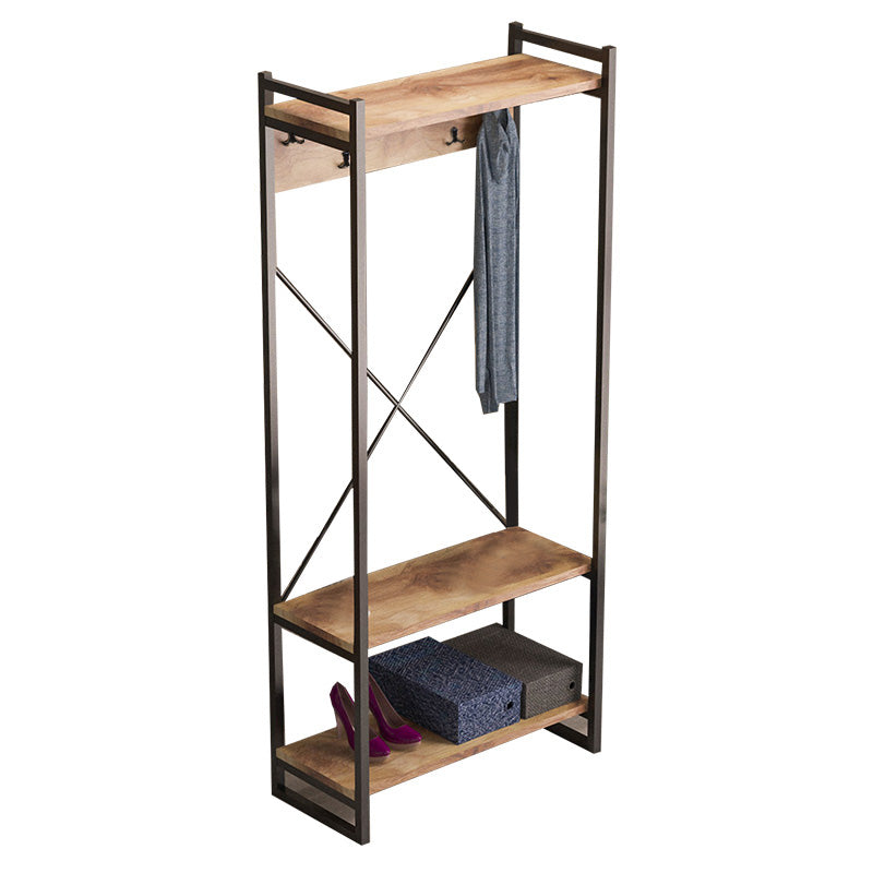 Έπιπλο εισόδου Baker  καρυδί-μαύρο 90x34x180εκ - Pakobazaar