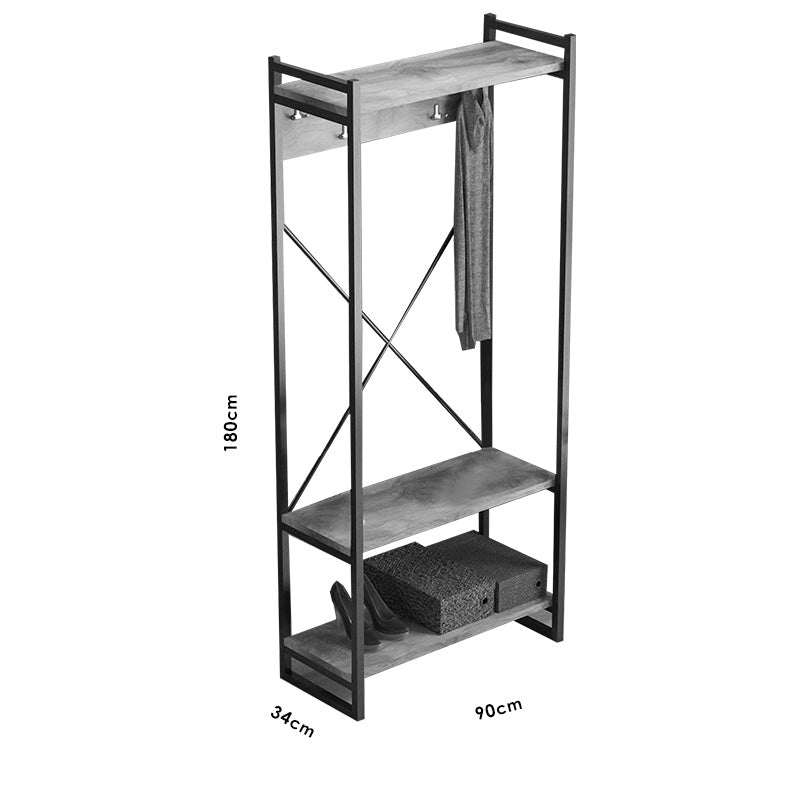 Έπιπλο εισόδου Baker  καρυδί-μαύρο 90x34x180εκ - Pakobazaar