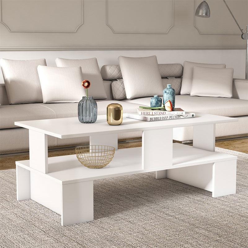 Τραπέζι σαλονιού Olly  λευκό 120x60x47εκ - Pakobazaar