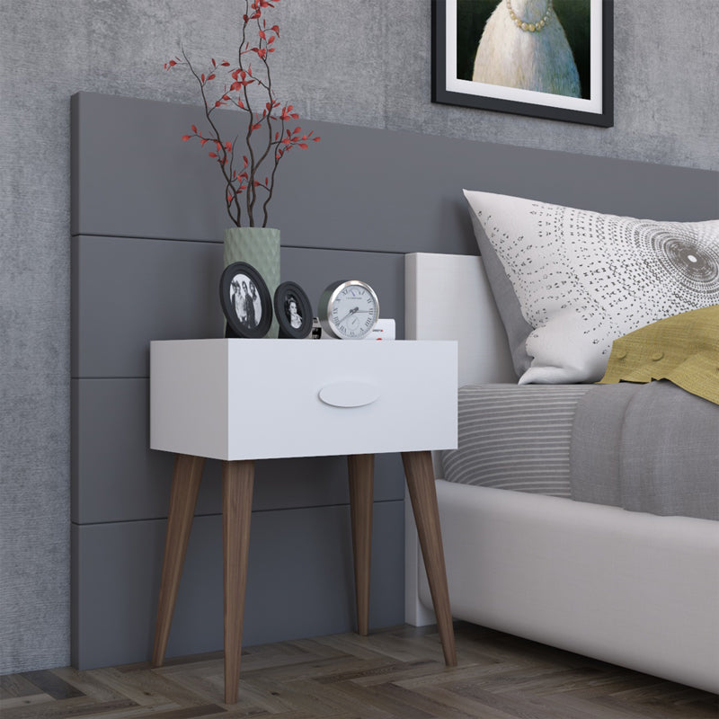 Κομοδίνο Laber  με ένα συρτάρι λευκό μελαμίνης 45x30x57.5εκ - Pakobazaar