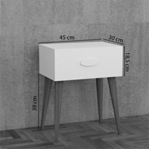 Κομοδίνο Laber  με ένα συρτάρι λευκό μελαμίνης 45x30x57.5εκ - Pakobazaar