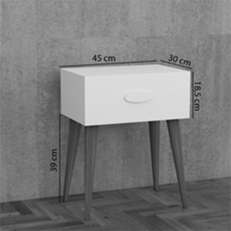 Κομοδίνο Laber  με ένα συρτάρι λευκό μελαμίνης 45x30x57.5εκ - Pakobazaar