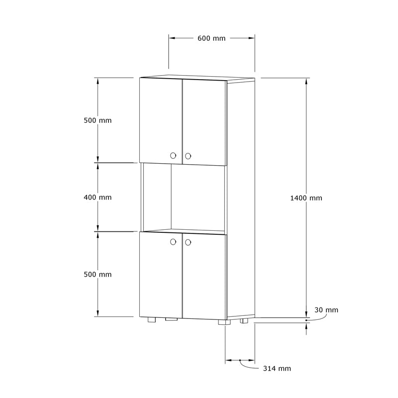 Στήλη Guzel  σε λευκή απόχρωση 60x31.4x140εκ - Pakobazaar
