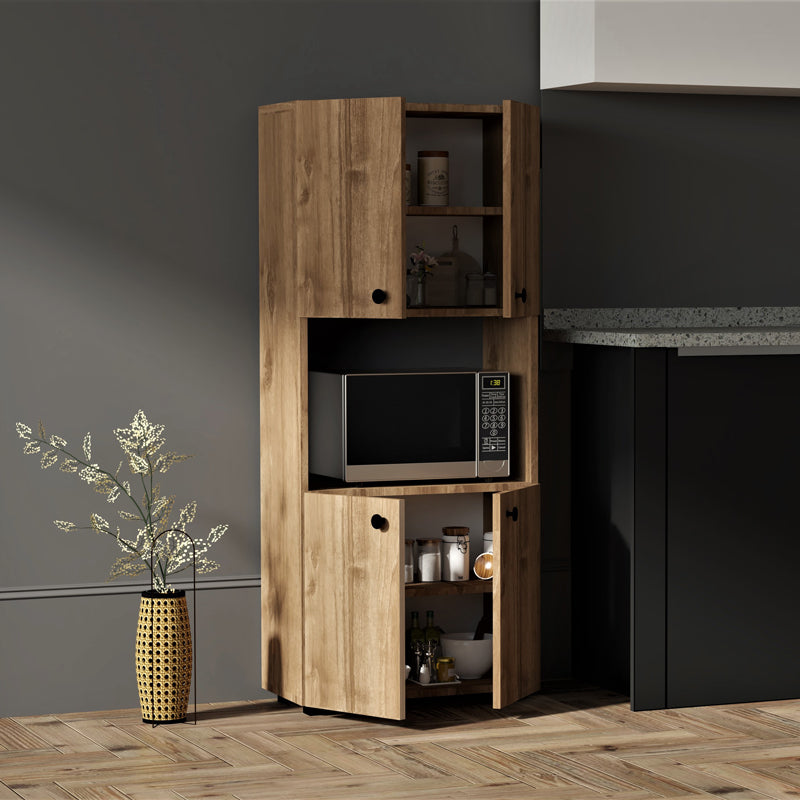 Στήλη Guzel  σε καρυδί απόχρωση 60x31.4x140εκ - Pakobazaar