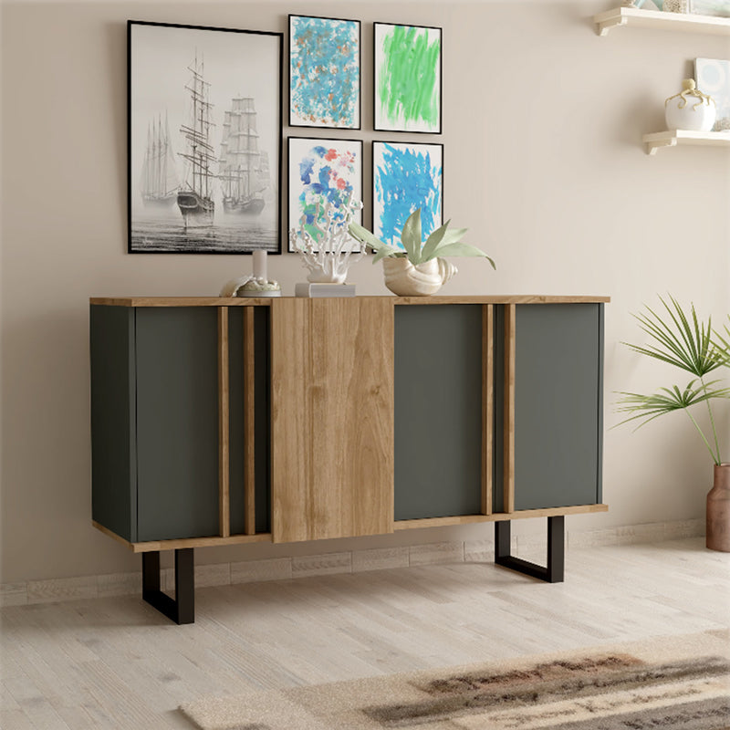 Μπουφές Amanda I  σε ανθρακί-καρυδί απόχρωση 160x74x79εκ - Image 1