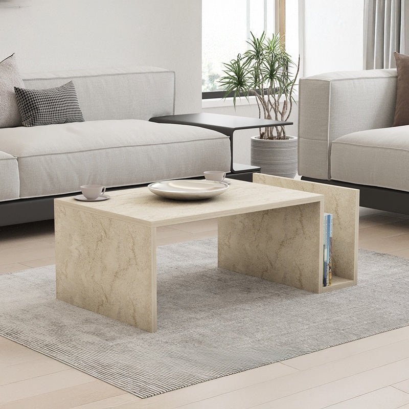 Τραπέζι σαλονιού Poko  σε όψη τραβερτίνας 86.8x50x32,4εκ - Pakobazaar