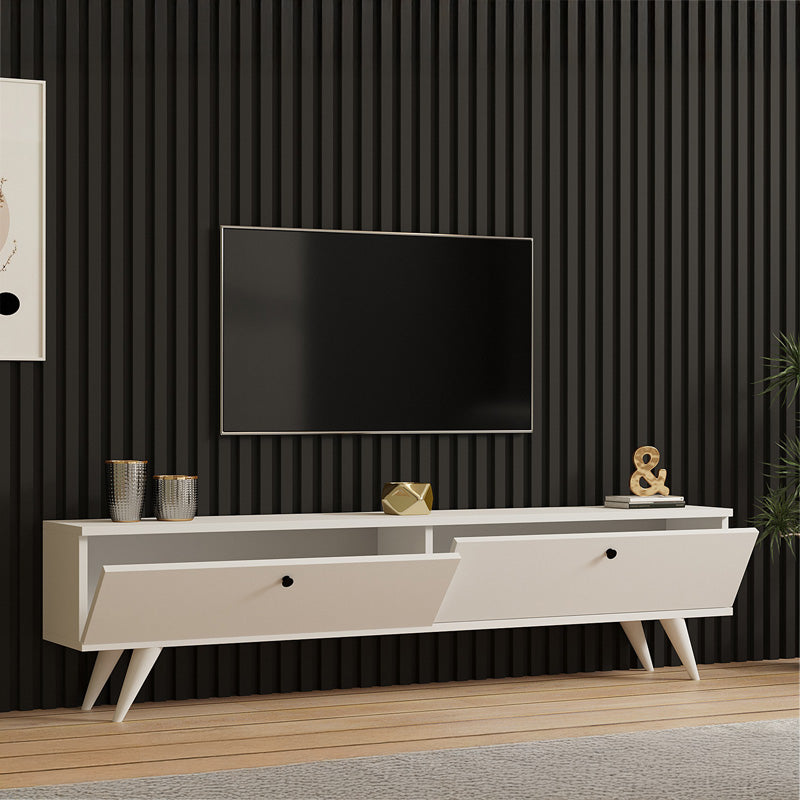 Έπιπλο τηλεόρασης Jate  σε λευκή απόχρωση 160x25x40εκ - Pakobazaar