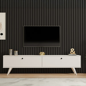 Έπιπλο τηλεόρασης Jate  σε λευκή απόχρωση 160x25x40εκ - Pakobazaar