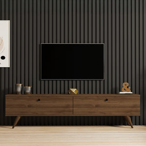 Έπιπλο τηλεόρασης Jate  σε καρυδί απόχρωση 160x25x40εκ - Pakobazaar