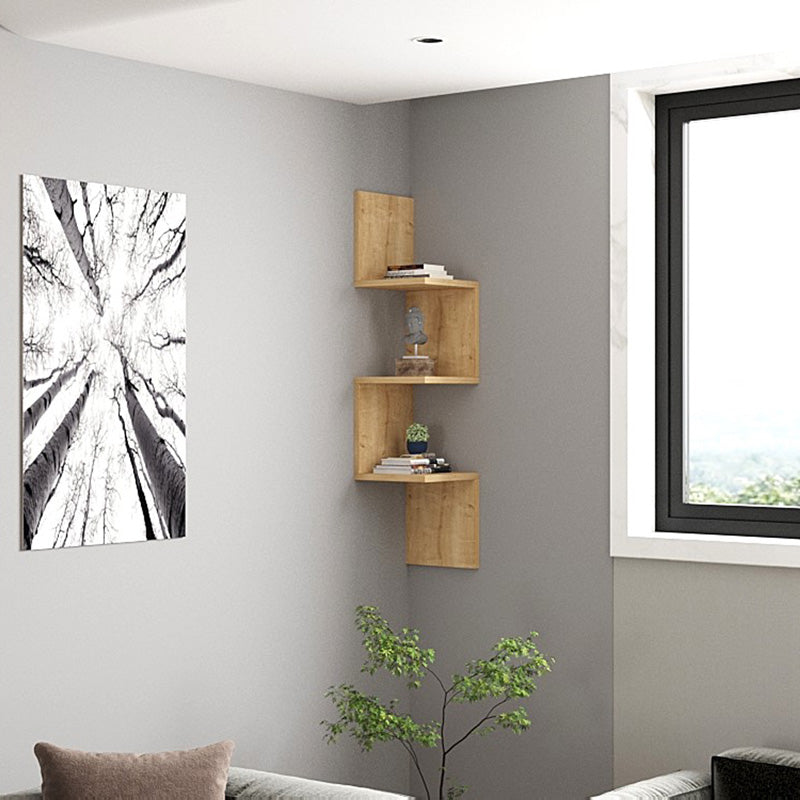 Ραφιέρα γωνιακή τοίχου Insta  σε oak απόχρωση 25x25x105,5εκ - Pakobazaar