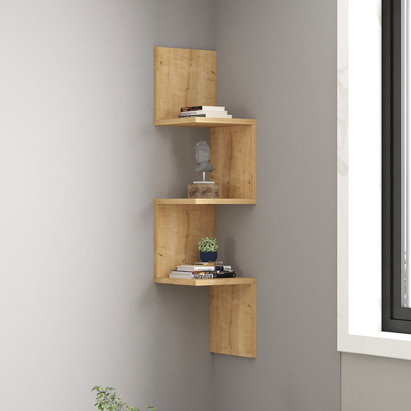 Ραφιέρα γωνιακή τοίχου Insta  σε oak απόχρωση 25x25x105,5εκ - Pakobazaar