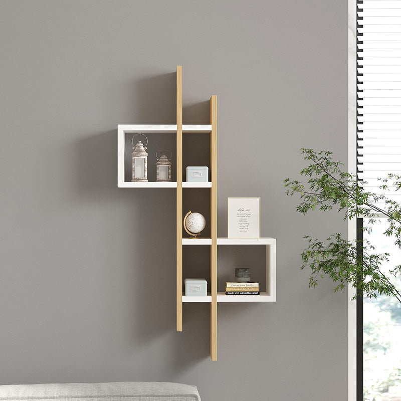 Ραφιέρα τοίχου Garel  σε oak-λευκή απόχρωση 53,8x19,6x108εκ - Image 2