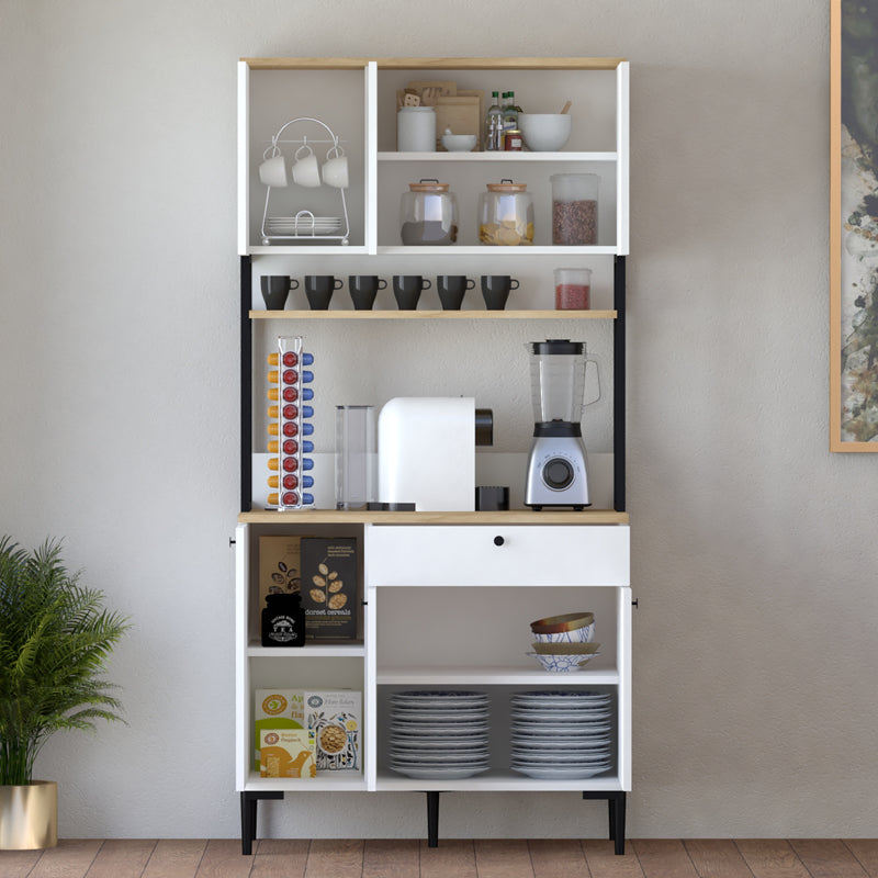 Ντουλάπια κουζίνας Lenner  λευκό-sonoma 90x45x184εκ - Pakobazaar