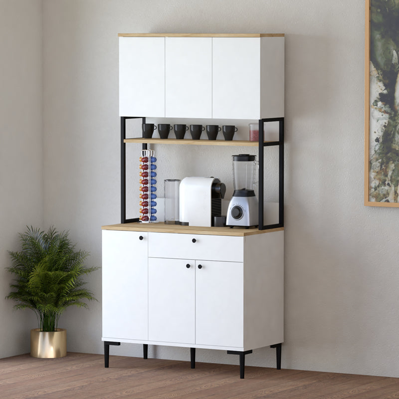 Ντουλάπια κουζίνας Lenner  λευκό-sonoma 90x45x184εκ - Pakobazaar