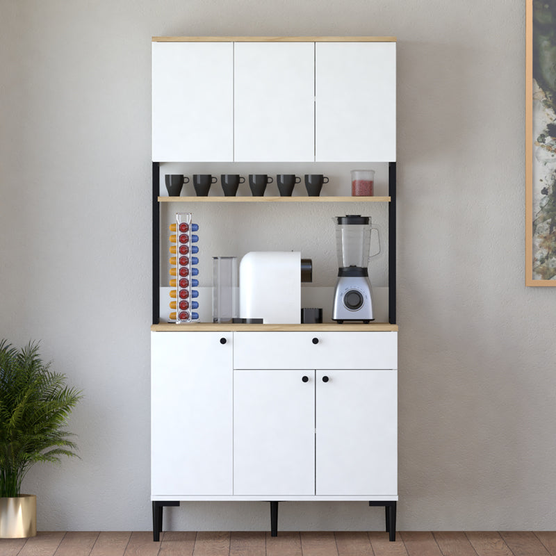 Ντουλάπια κουζίνας Lenner  λευκό-sonoma 90x45x184εκ - Pakobazaar
